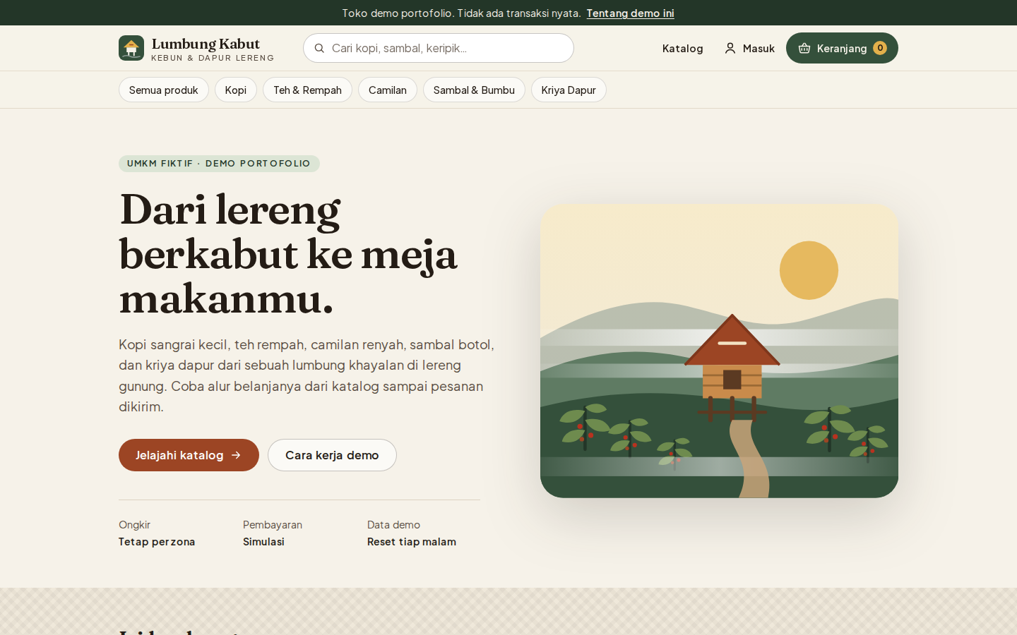 Tangkapan layar beranda Toko online UMKM